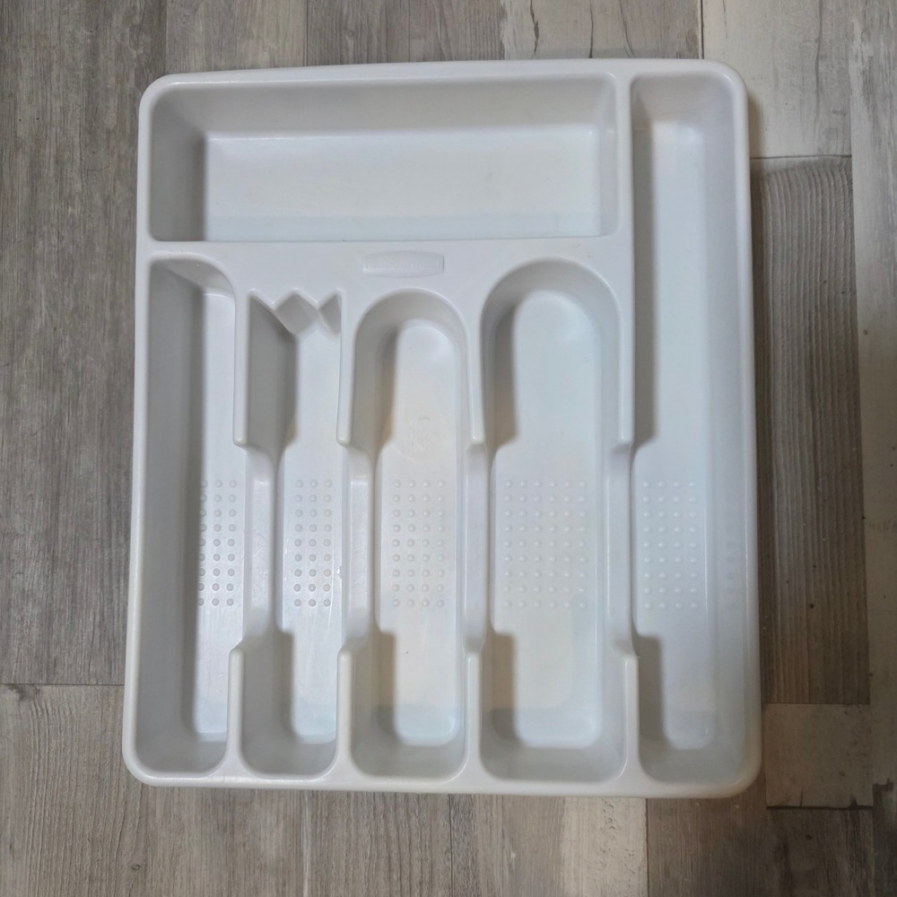 Vtg Rubbermaid 2925 Cutlery Drawer Organizer Tray Off White‎ 5 Compartment
